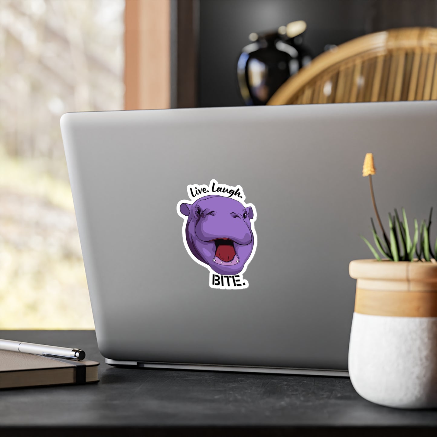 Live. Laugh. Bite!  Moo Deng Stickers